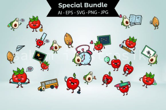 Back to School Kawaii Fruits Bundle: A Versatile Design Resource for Creative Projects