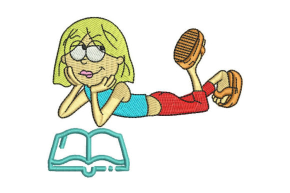 Girl Studying Embroidery Design