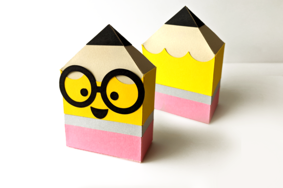 Pencil Gift Box with Nerdy Glasses SVG